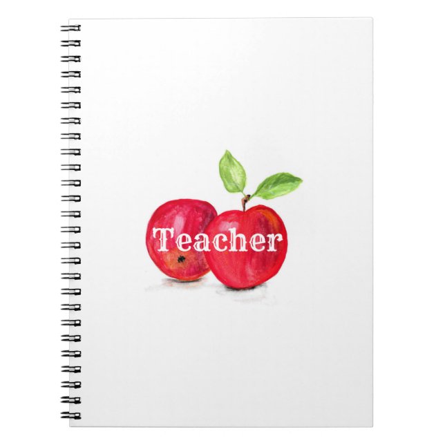 Watercolor Red Apples Teacher Education Fruit Notebook (Front)