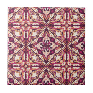 Watercolor Red Azulejo Spanish Tile