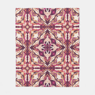 Watercolor Red Azulejo Spanish Tile  Fleece Blanket