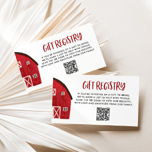 Watercolor Red Barn Baby Shower QR Code Registry Enclosure Card