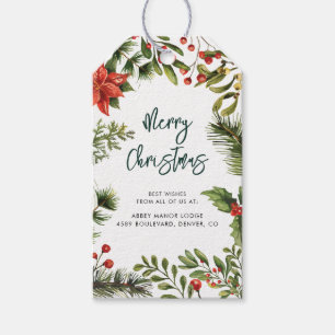 Watercolor Red Berries Christmas Holidays Gift Tags
