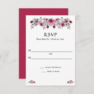 Watercolor Red Blossoms RSVP Card
