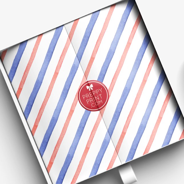 Watercolor Red & Blue Diagonal Stripes Tissue Paper (Creator Uploaded)