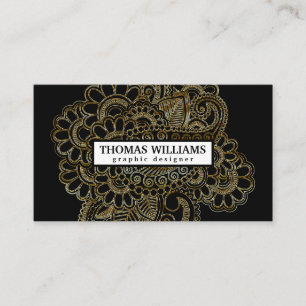Watercolor red blue floral paisley pattern business card