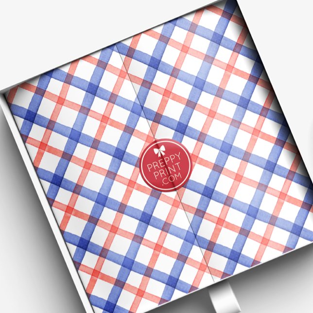 Watercolor Red & Blue Plaid Tissue Paper (Creator Uploaded)