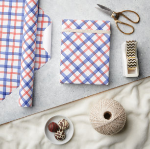 Watercolor Red & Blue Plaid Wrapping Paper
