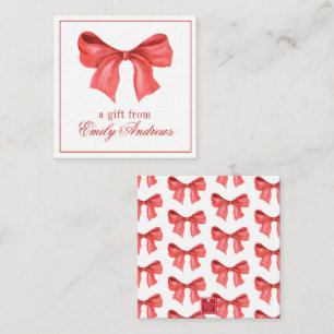 Watercolor Red Bow Gift Enclosure Card