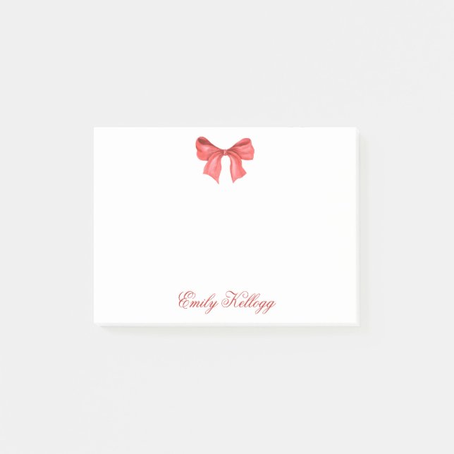 Watercolor Red Bow Post-it Notes (Front)