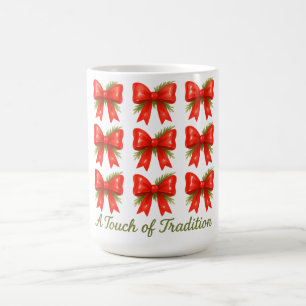 Watercolor Red Bow Touch of Tradition Gift Pattern Coffee Mug