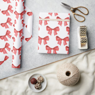 Watercolor Red Bow Wrapping Paper