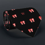 Watercolor Red Boxing Glove Monogram Initial Black Tie<br><div class="desc">Step into the ring of style with our Watercolor Red Boxing Gloves Tie – a knockout accessory designed for boxing fans, fighters, and those who embody the spirit of the gym. This tie isn't just an accessory; it's a visual celebration of strength, resilience, and the dedication found in the world...</div>