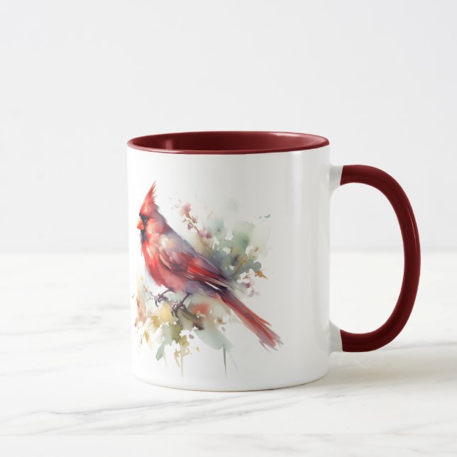 Watercolor Red Cardinal Art Mug (Right)