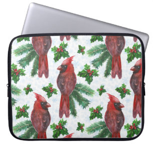 watercolor Red Cardinal Bird Laptop Sleeve