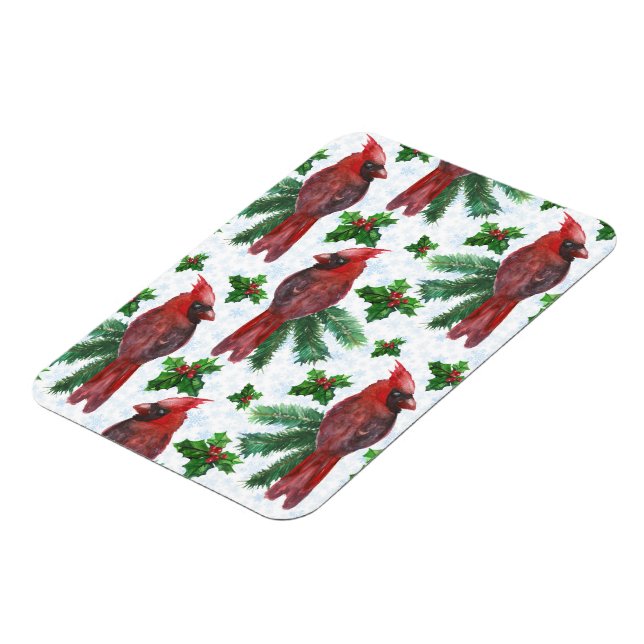 watercolor Red Cardinal Bird Magnet (Left Side)
