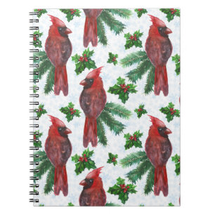 watercolor Red Cardinal Bird Notebook