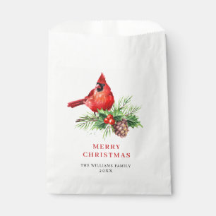 Watercolor Red Cardinal Christmas Holiday Party Favour Bags