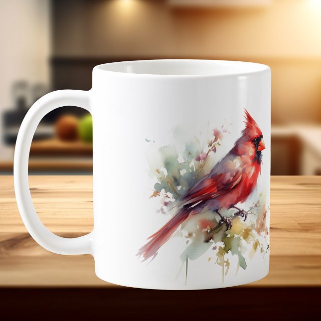 Watercolor Red Cardinal Coffee Mug (Simple watercolor CARDINAL)