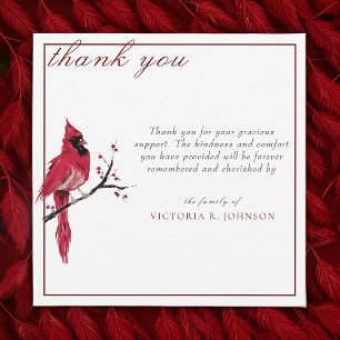 Watercolor Red Cardinal Funeral Thank You