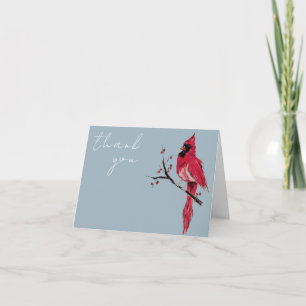 Watercolor Red Cardinal Funeral Thank You Card