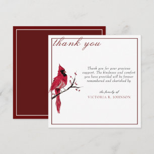 Watercolor Red Cardinal Funeral Thank You Card