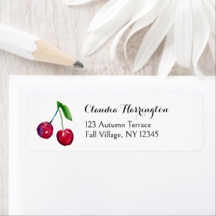 Watercolor Red Cherries Cute Coquette Address