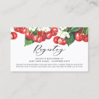 Watercolor Red Cherries Garland Registry Card