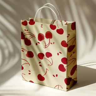 Watercolor Red Cherries – Modern – Valentine Medium Gift Bag