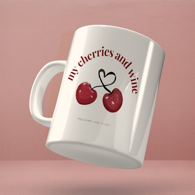 Watercolor Red Cherry Heart Mug (Creator Uploaded)