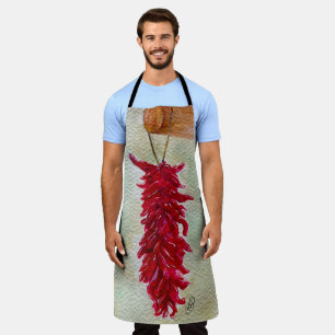 Watercolor Red Chile Ristra New Mexico Apron