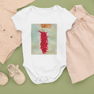 Watercolor Red Chile Ristra New Mexico Baby Bodysuit
