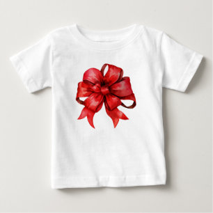 Watercolor Red Christmas Bow Baby T-Shirt