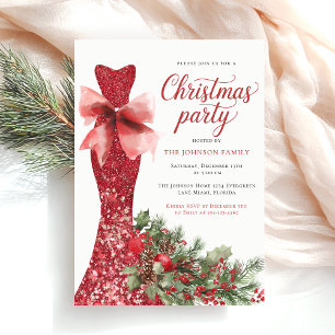 Watercolor Red Christmas Party Invitation
