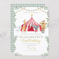 Watercolor Red Circus Carnival Baby Birthday