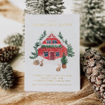 Watercolor Red Cottage Snowy Scene Christmas Party<br><div class="desc">Set the tone for a magical celebration with this watercolor Christmas party invitation. A snowy red cottage, evergreen trees, and playful rabbits create a warm, wintery scene. The text is printed in your choice of gold, silver, or rose gold foil for a luxurious shimmer. Whether you're hosting a cosy gathering...</div>