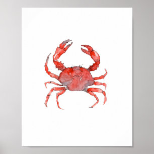 Watercolor Red Crab Painting Wall art