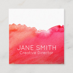 Watercolor red design modern creative industry square business card