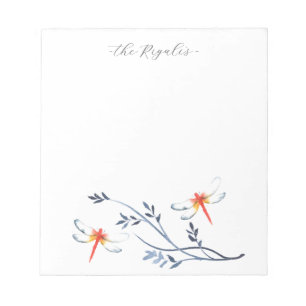 Watercolor Red Dragonfly Personalised Stationery Notepad
