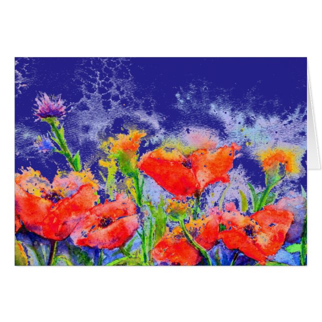Watercolor red floral garden - Poppy Fields (Front Horizontal)