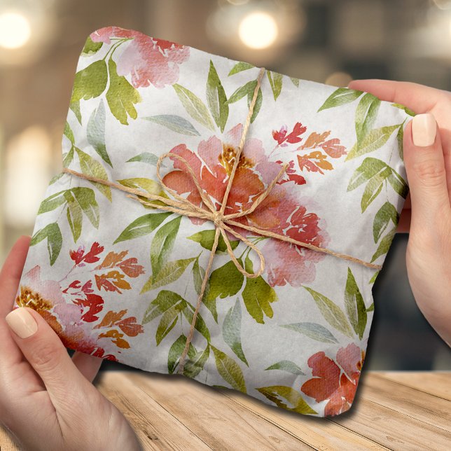 Watercolor Red Floral Tissue Paper (Creator Uploaded)