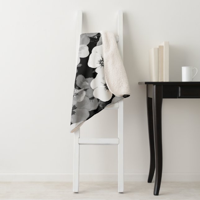 Watercolor Red Flower 2 Sherpa Blanket (In Situ)