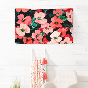 Watercolor Red Flower Banner