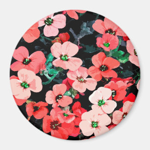 Watercolor Red Flower Magnet