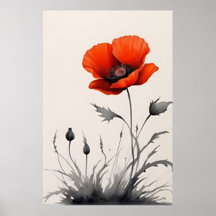 Watercolor Red Flower Poster
