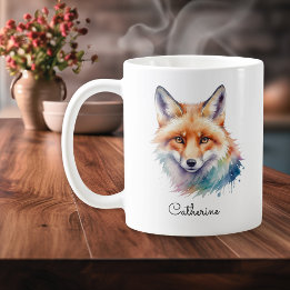 Watercolor Red Fox Wildlife Animal Personalised Coffee Mug
