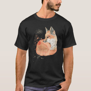 Watercolor Red Fox Wildlife   T-Shirt