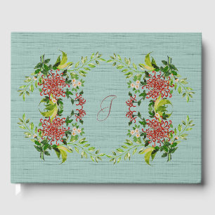 Watercolor Red Gerbera Daisy w/ Greenery  Guest Book