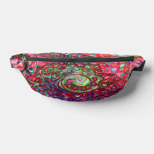 Watercolor Red Groovy Abstract Retro Liquid Swirl Bum Bags