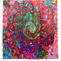 Watercolor Red Groovy Abstract Retro Liquid Swirl