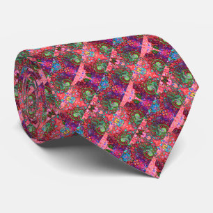 Watercolor Red Groovy Abstract Retro Liquid Swirl Tie