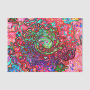 Watercolor Red Groovy Abstract Retro Liquid Swirl Tissue Paper